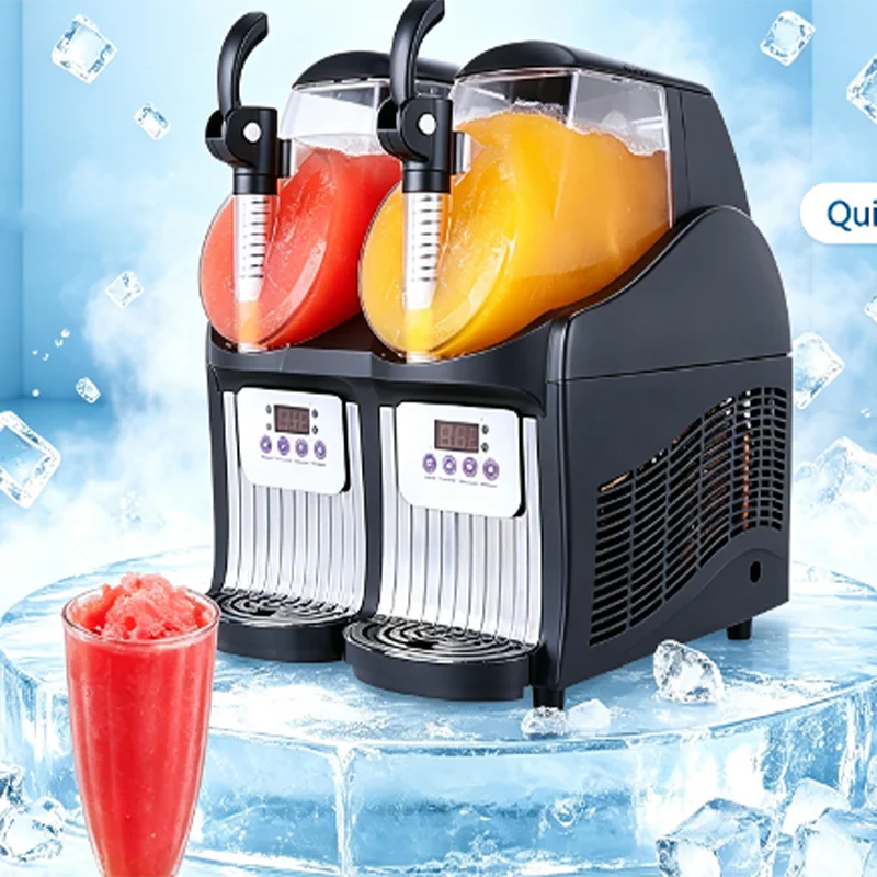 Double Cylinder Automatic Mixing Snow Velvet & Smoothie Cold   Beverage Machine with Refrigeration Cylinder Quick Freezing