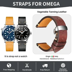 Omega luxury Leather Watch Strap For SEAMASTER SPEEDMASTER Accessories Watchbands Italian Vegetable Tanning Leather Watch Band