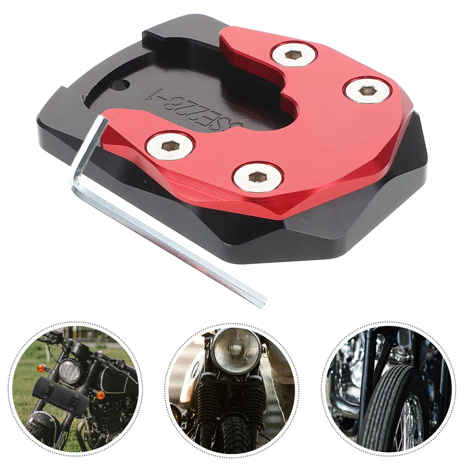 

1pc Motorcycle Side Stand Extension Plate Aluminum Alloy Kickstand Enlarger For Stability On Uneven Surfaces Motorcycle