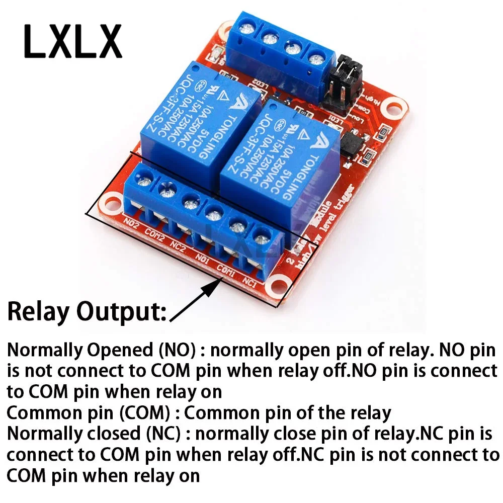 2-10PCS 2 channel 5V/12V/24V Relay Module with Optocoupler High/low Level Trigger Expansion Board for Raspberry Pi Arduino