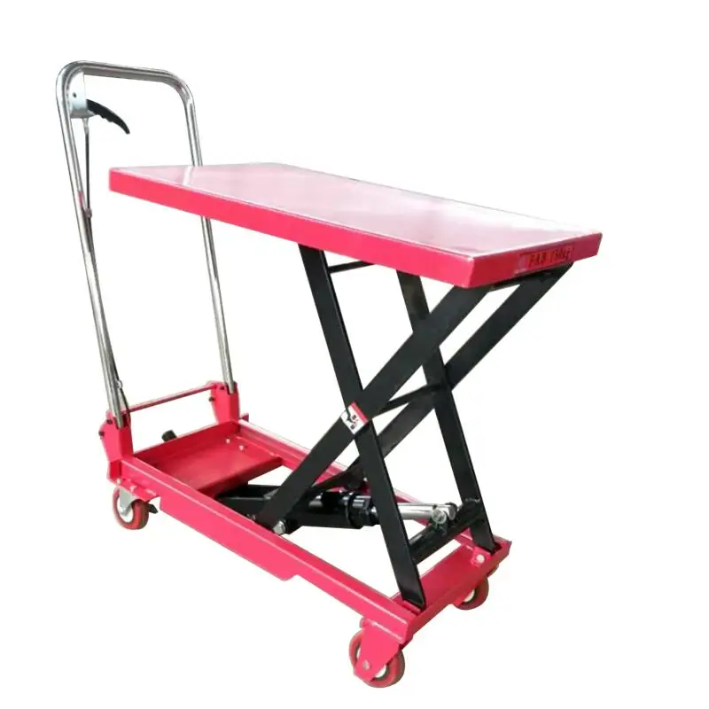 foot pump operated mobile lift table hydraulic scissor table