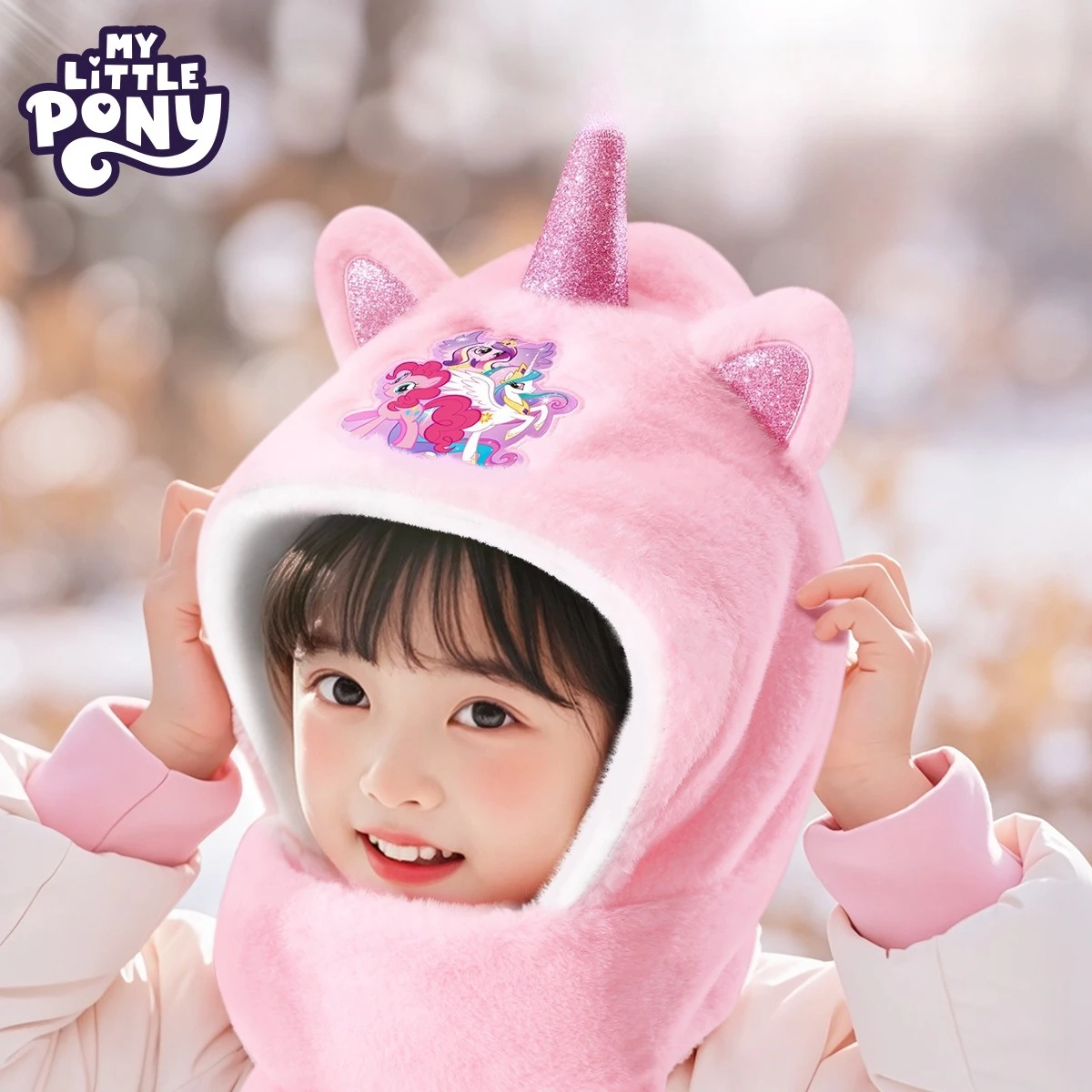 Miniso Children's Hat Scarf Gloves Little Pony Girl Winter Hood Girl Winter Princess Girl