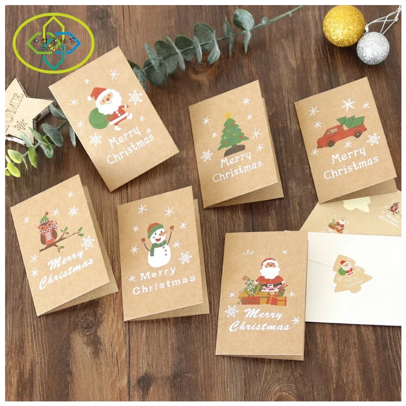 6 pcs Christmas greeting cards plus 6 envelopes per pack wholesale custom Christmas card