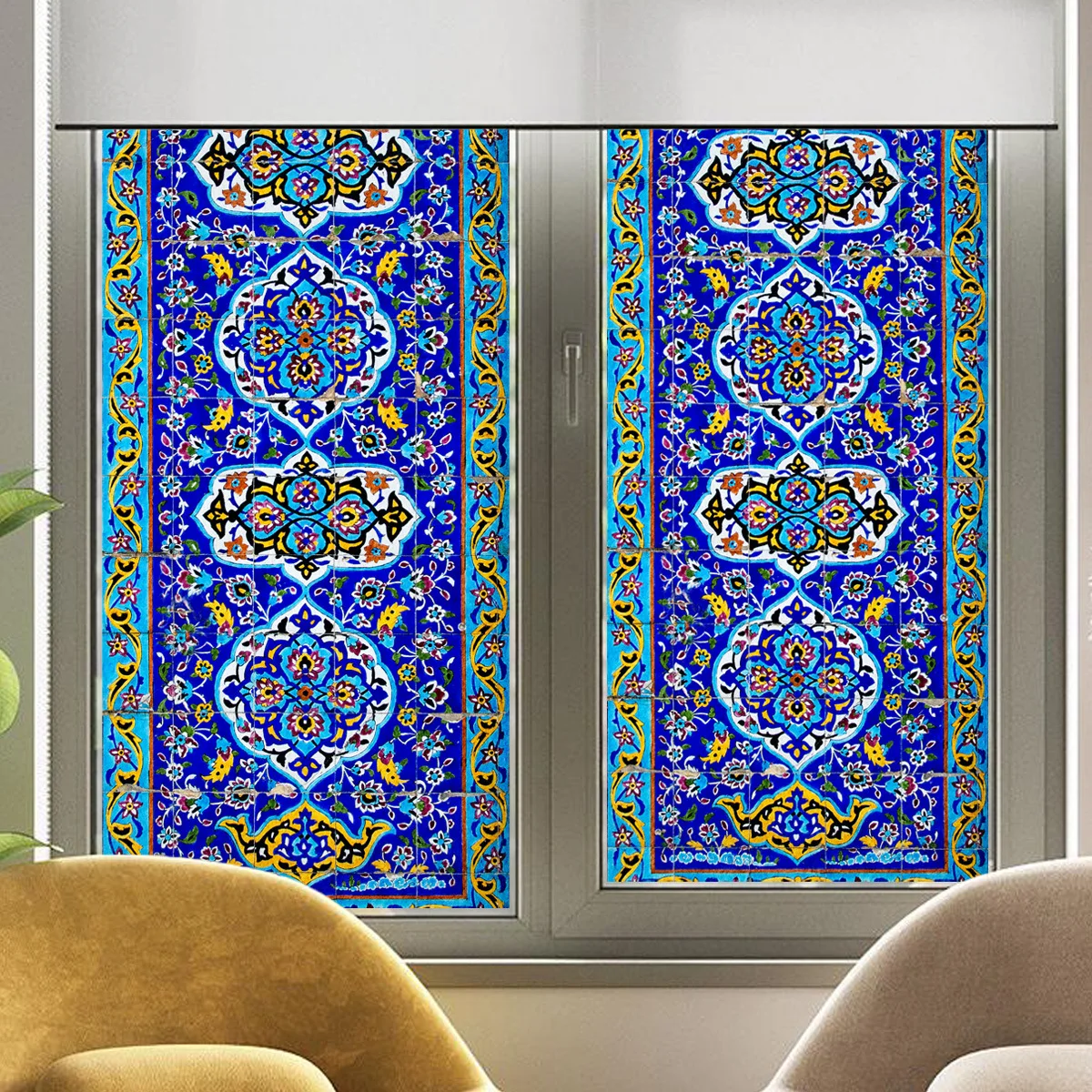 

Ethnic Hand-Painted Window Clings - Double-Sided Folk Art Stickers for Bedroom & Shop Decor