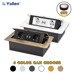 2EUR 2USB TYPE-C Module Table Socket Aluminum Panel Black/Silver/White/Grey/Bronze(бронза винтажна)/Dark Gold 6color Desk Socket