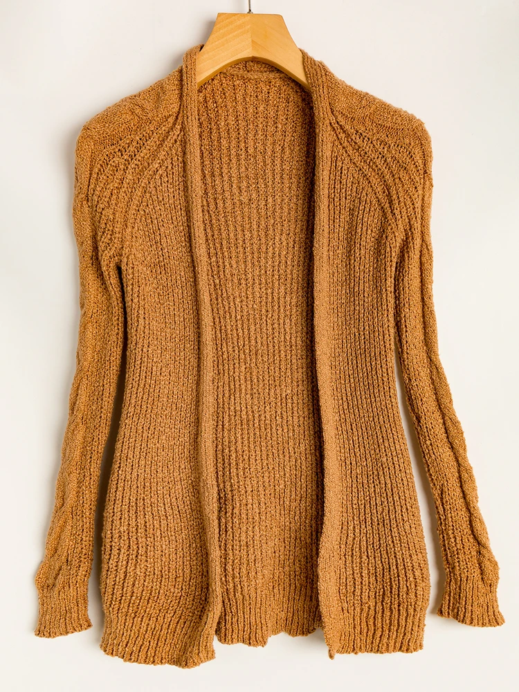 

Comfortable Casual Knitted Long Sve Cardigan Top Spring Autumn Versatile Simple Sle Polyester Fiber V-Ne Button