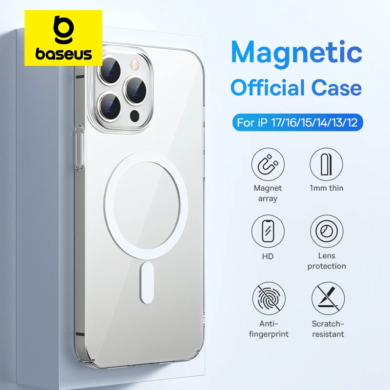 Baseus Magnetic Case for iPhone 17 16 15 Pro Max Case Wireless Charging Cover for iPhone 14 13 12 Pr