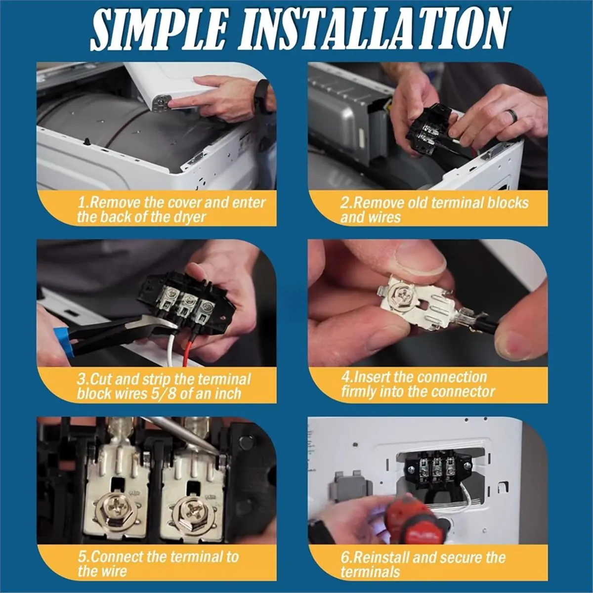

DC96-01188A Dryer Terminal Block MDE9700 DV448AEP/XAA DVE53BB8700T Replaces 2074197 AP4207835 PS4216924