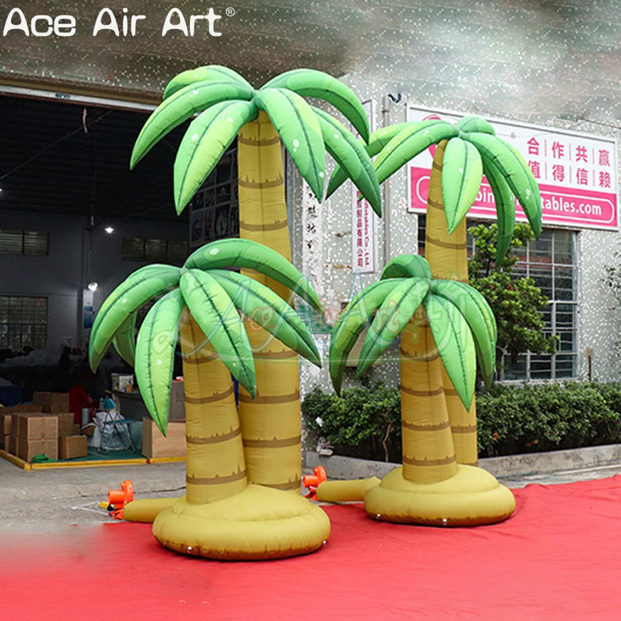 Customized 2 Pieces Inflatable Coconut Palm Tree Plant Models for Indoor Swimming Pool or Outdoor Decoration