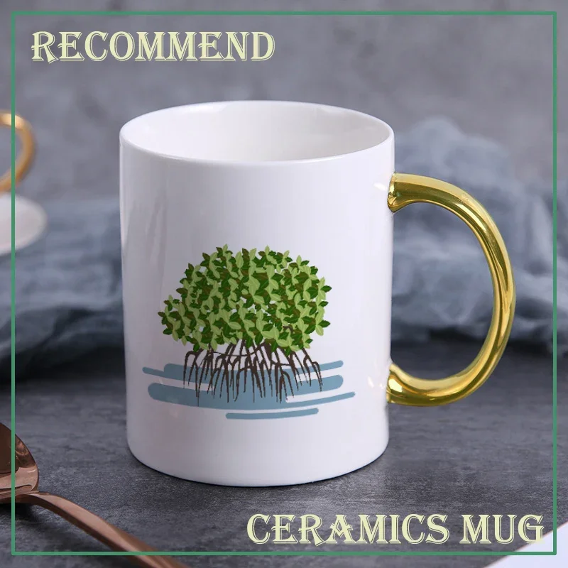 Creative mangrove pattern ceramics Mug,Vintage porcelain mug,Flower Tea Set Coffee Cup,Water Milk Coffee Drinkware Gift KTZW-002