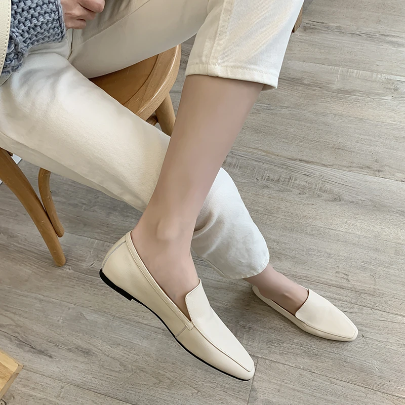 2024 Spring Autumn Genuine Leather Women Shoes Casual Women Loafers Flats Ladies Shoes Real Leather Shoes Retro Low Heel