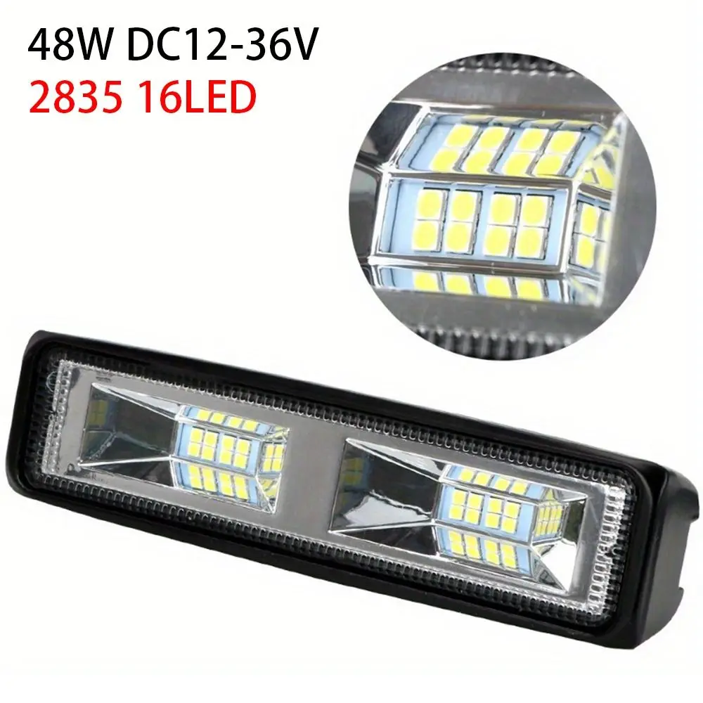 

1Pcs/2Pcs Driving Spotlight LED Headlight Weatherproof IP67 2835 16LED Work Light Bar 12-36V Super Bright 48W LED Light