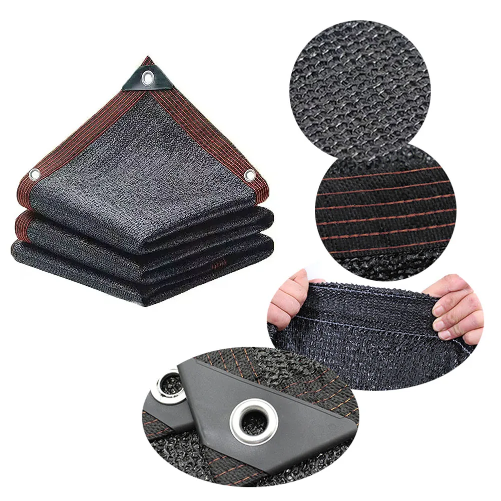 Water Permeable Sunshade Cloth Duty Black Mesh With Triangle Corners For Outdoor Terrace Carport Plant Covering And Awning