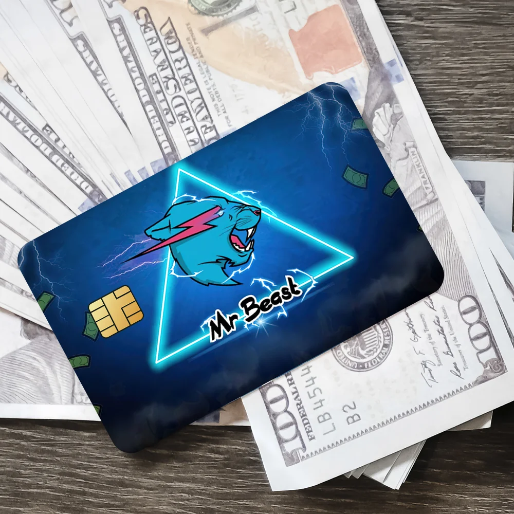 Youtuber M-Mr B-Beast شعار شعبية فيلم الجلد غطاء بطاقة الائتمان ملصقات 4 قطعة الخصم الجبهة الديكور البنك حافلة تمرير مقاوم للماء #6