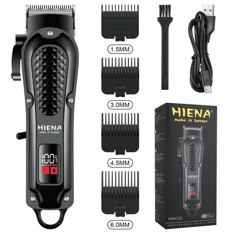 Hiena HYN-212 Électrique Tondeuse À Cheveux UBS Rechargeable Sans Fil Tondeuse À Barbe Hommes injuste Électrique Tondeuse À Cheveux Outil De Coupe