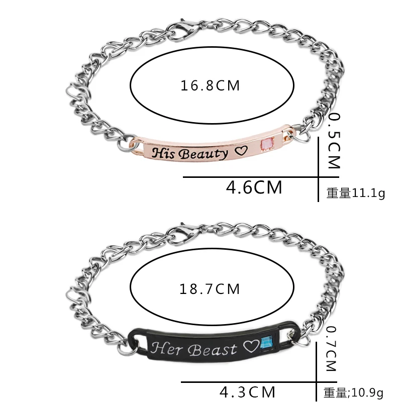 سوار ربط حروف للنساء ، مجوهرات الأزواج للعشاق ، الزوجة والصديق ، الذهب الأسود والوردي ، جماله ووحشها #5