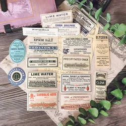 16 Pcs Tim Holtz Style Old Brand Junk Journal Ephemera Vintage Sticker Retro Label Album Aesthetic Sticker Scrapbooking Material