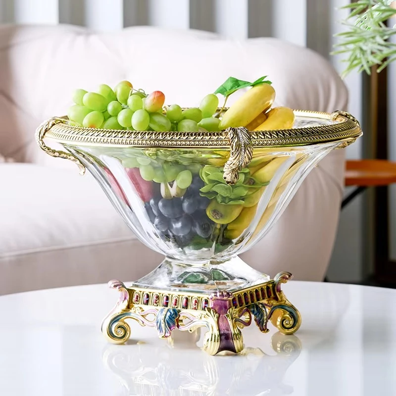 

Luxury home decoration, home gift home entrance, king style glass fruit plate bowl