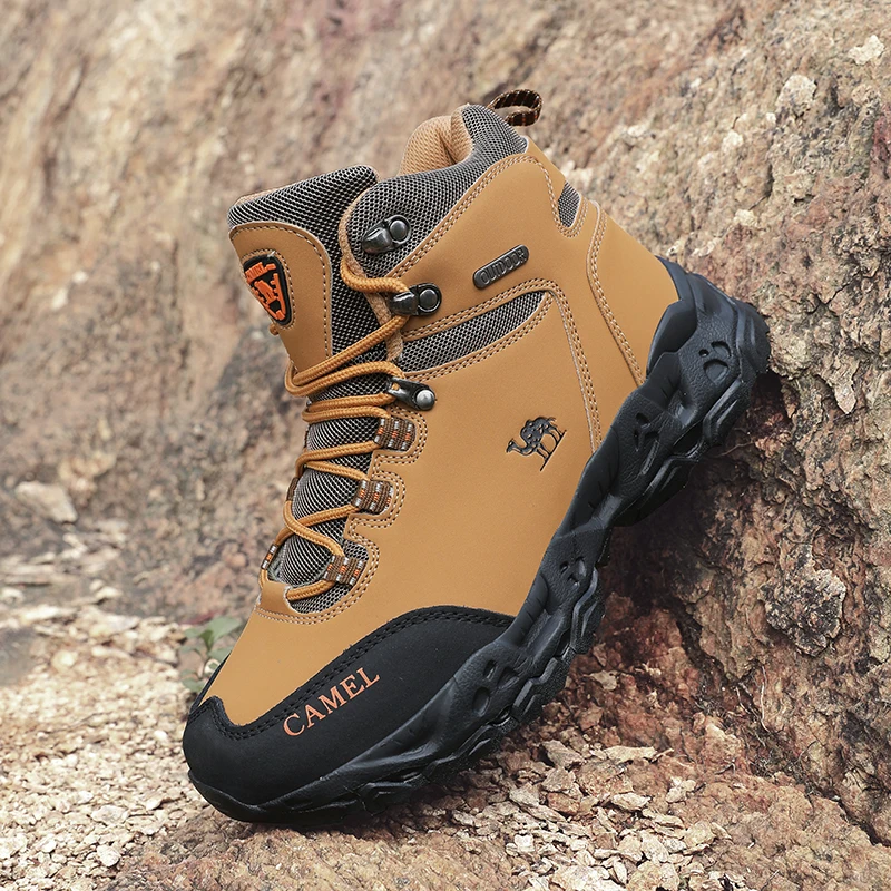 

Outdoor Waterproof Hiking Shoes for Men Leather Walking Sneakers Anti-Slip Climbing Trekking Shoes Comfortable Man Work Boots