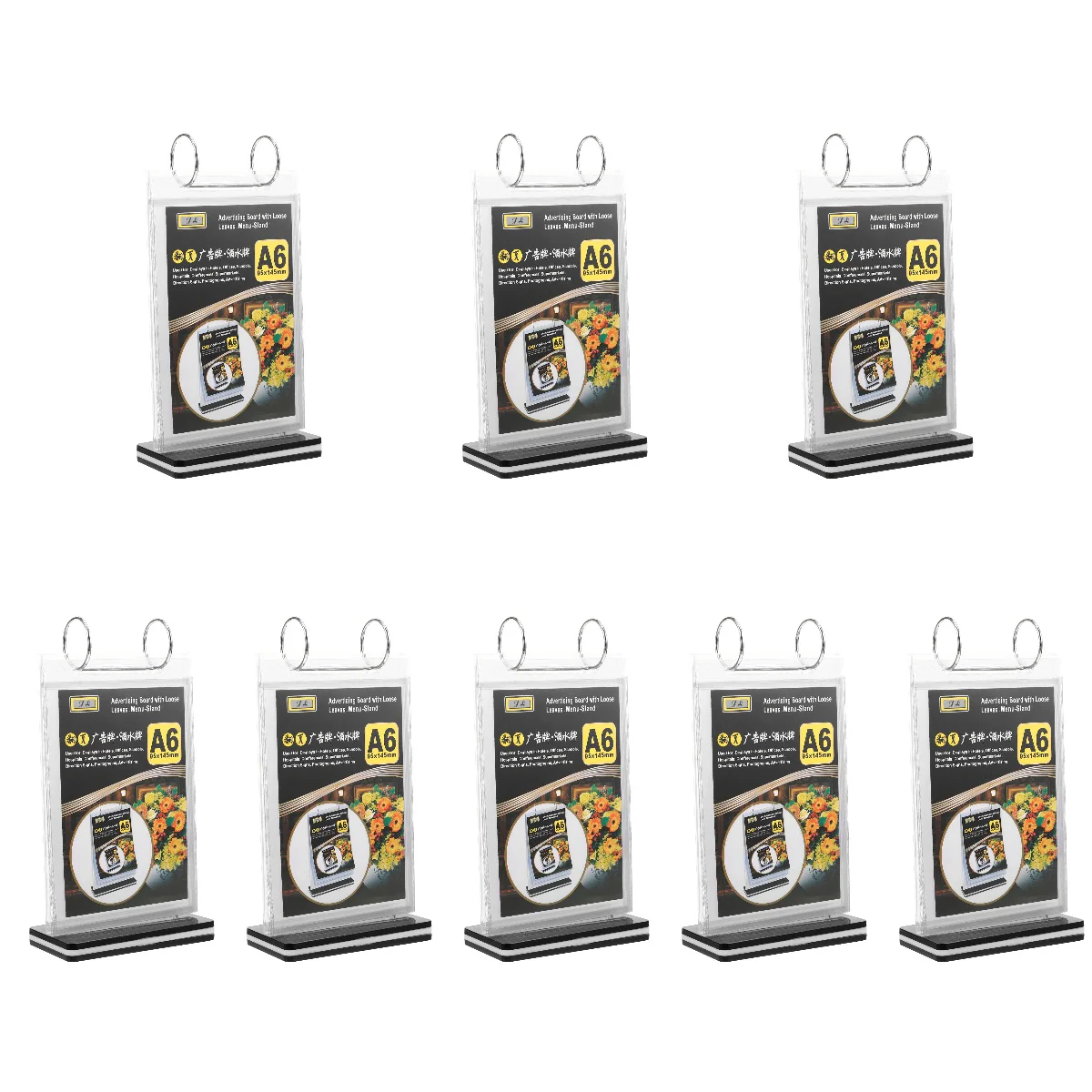 Tabletop Menu Titulares do sinal do cartão, Show Rack, Desktop Display com base, suporte de PVC, 8 pcs