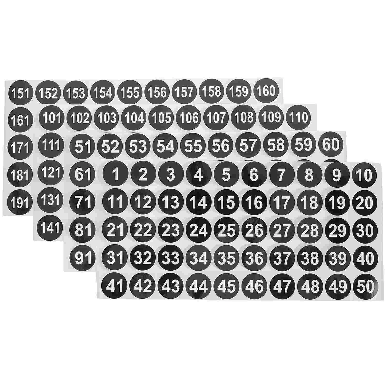 4 Sheets Number Stickers Digital Label Small Identification Labels Numbers Black Racing Decals