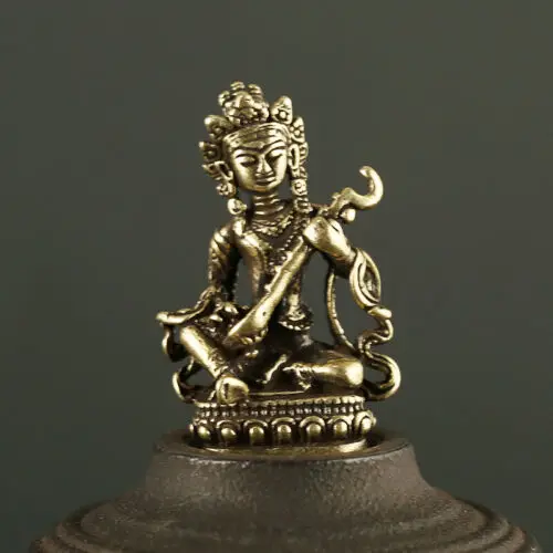 Tibet Buddhism Brass Saraswati Fairy of Wonderful Sound Guan Yin Pendant