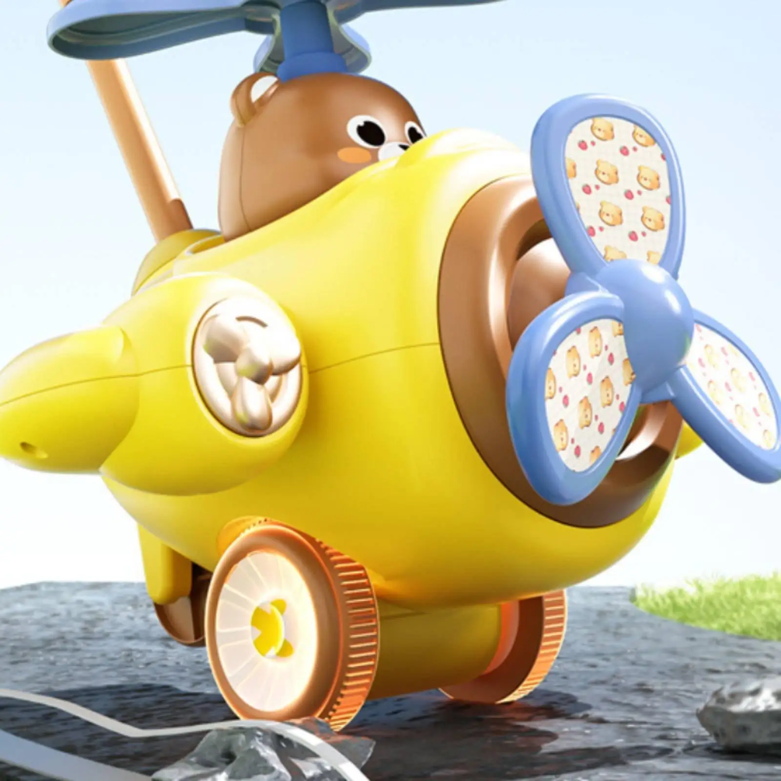 Airplane Push Cart Learn to Walk Aid Young Child Push Along Toy Develops Motor