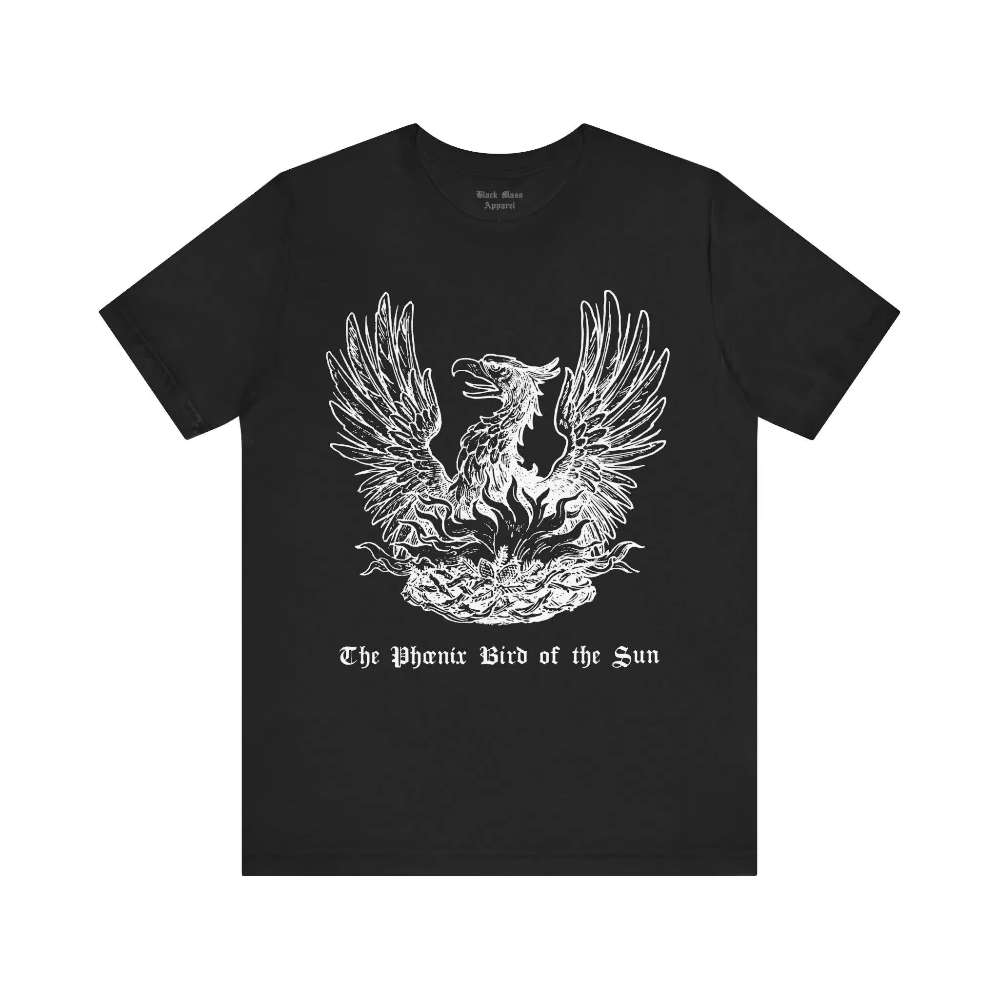 Bird of The Sun Phoenix Mythical Creature T-shirt Vintage Goth T-shirt Goth Medieval Woodcut Men and Women T-shirt
