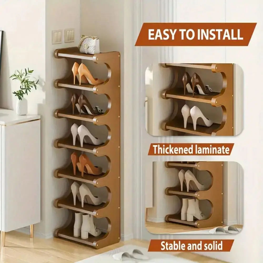 

7 8Tier Bamboo Shoe Rack Natural Bamboo, SpaceSaving Narrow Design, Easy To Assemble For Dormitories Entrances Apartments