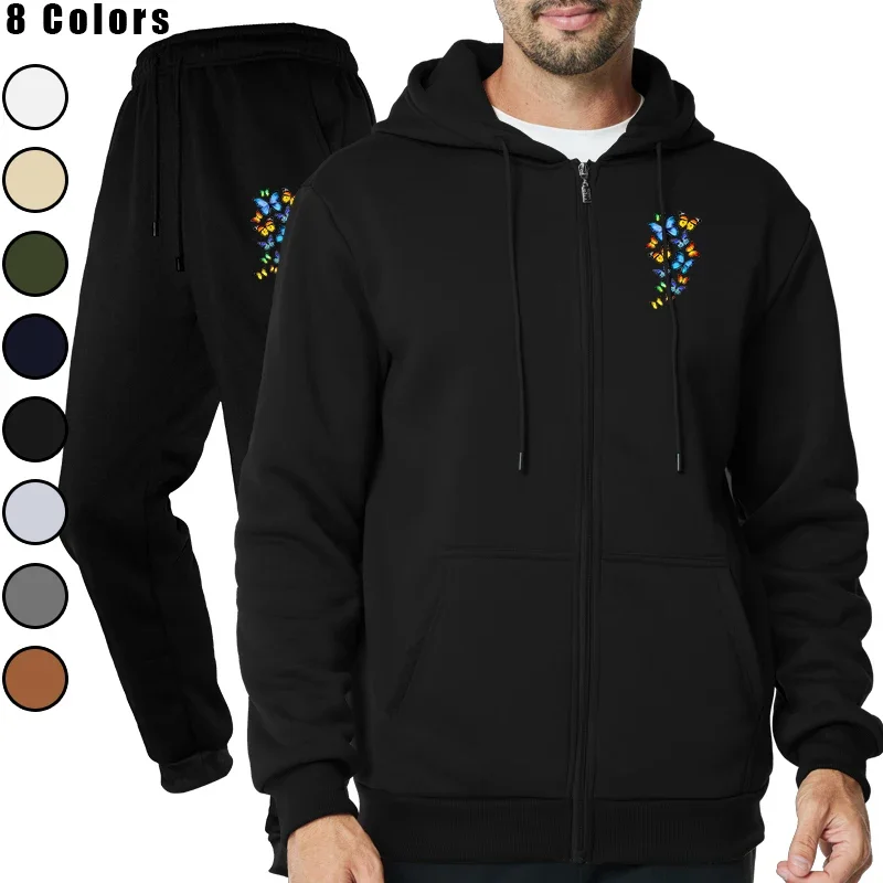 

Mens Running Tracksuits Set with Casual Zipper Hoodie and Sporty Running Sweatpants for Men's Running