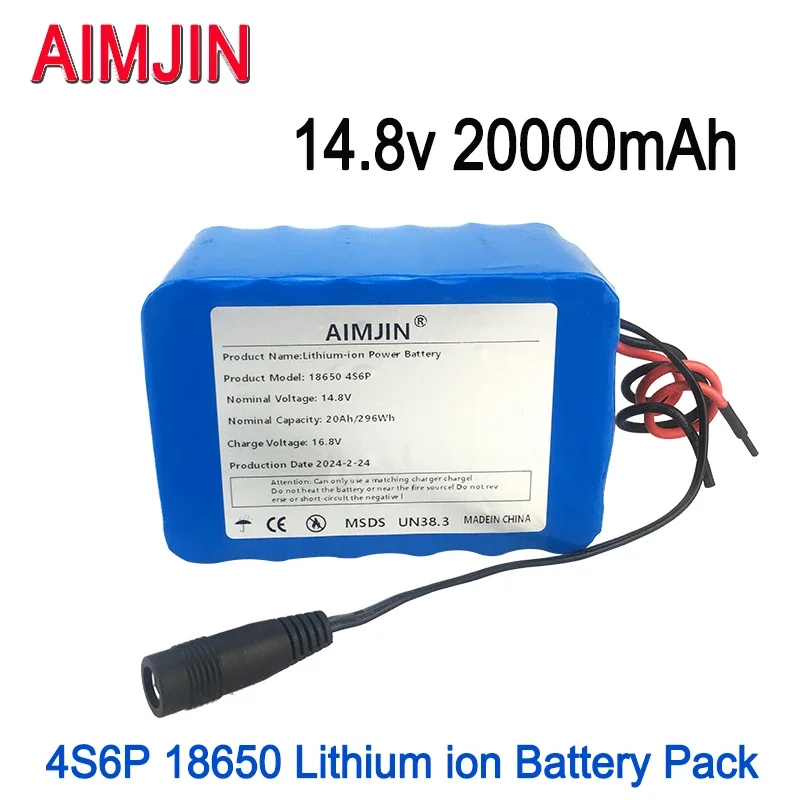 

4S6P 14.8V 20Ah Li-Iom Battery Pack 18650 for Night Fishing Lamp Heater Miner's Amplifier Batteries with BMS+16.8V Charger