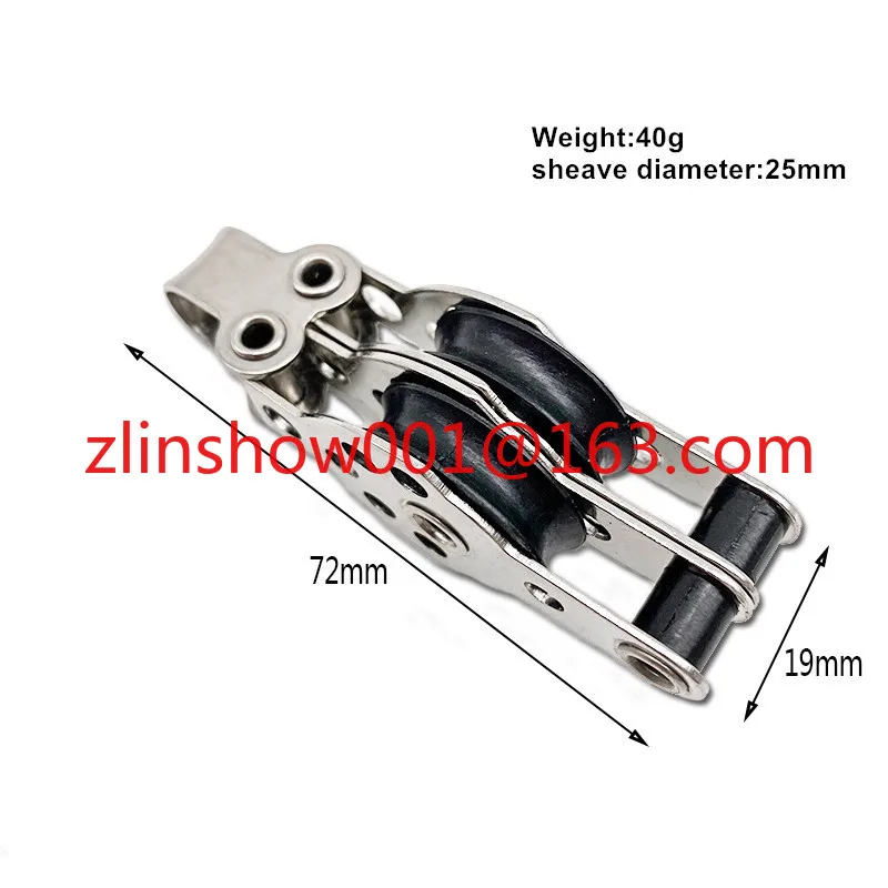 Marine Boat Accessories Stainless Steel Double Nylon Sheaves Pulley Block for 4mm Rope