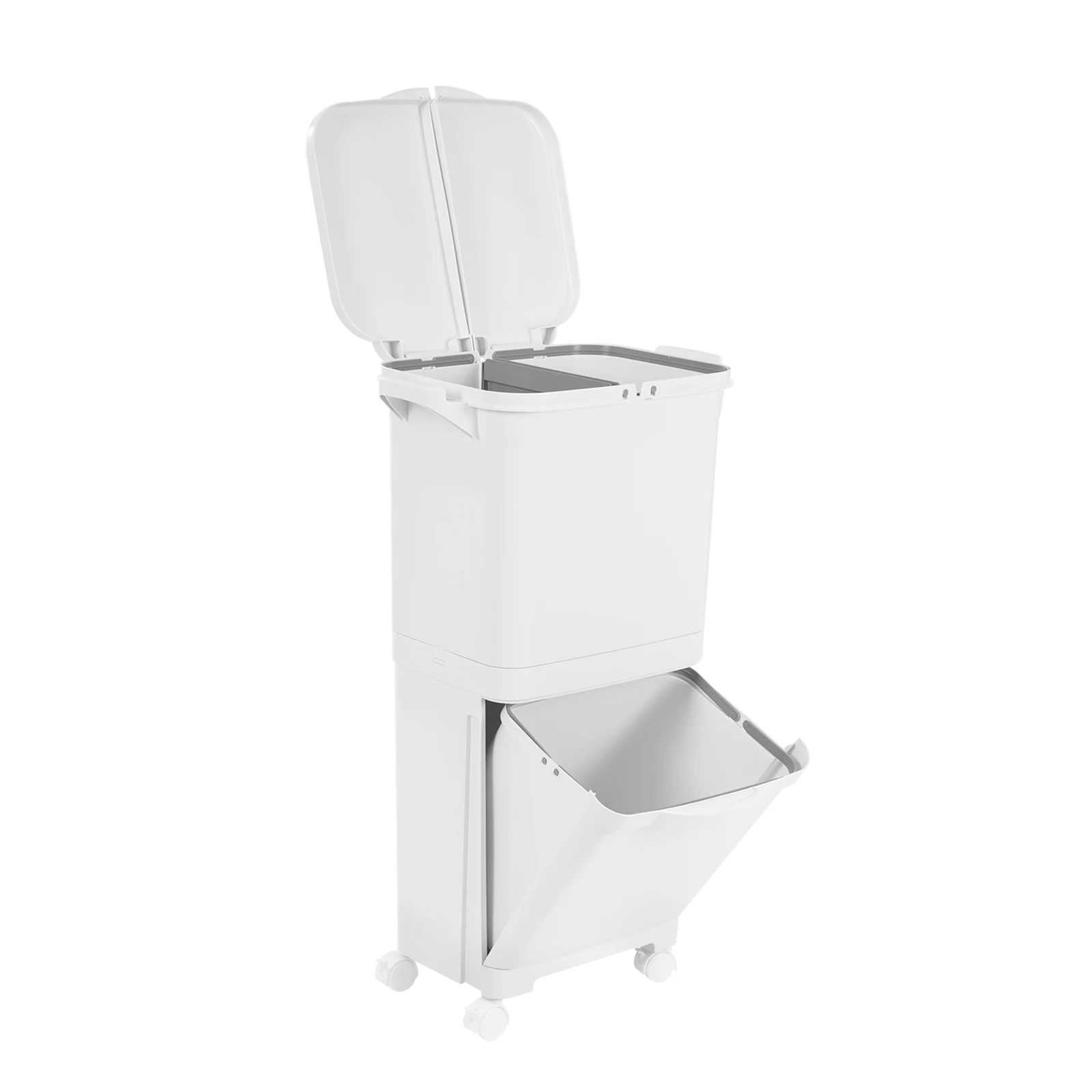 Weißer 45-Liter-Mülleimer aus PP, klassifiziert, Küchen-Mülleimer, Sortier-Mülleimer, vertikaler Mülleimer für Küchen, Schlafzimmer, Badezimmer – Detail 27