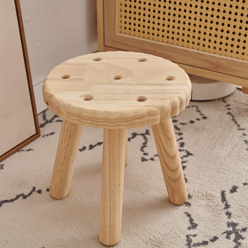 1pc Small Biscuit Wooden Chair, Wood Chair, Stool Chair, Handmade, For Playroom, Bedroom, Eating, Reading, Playing