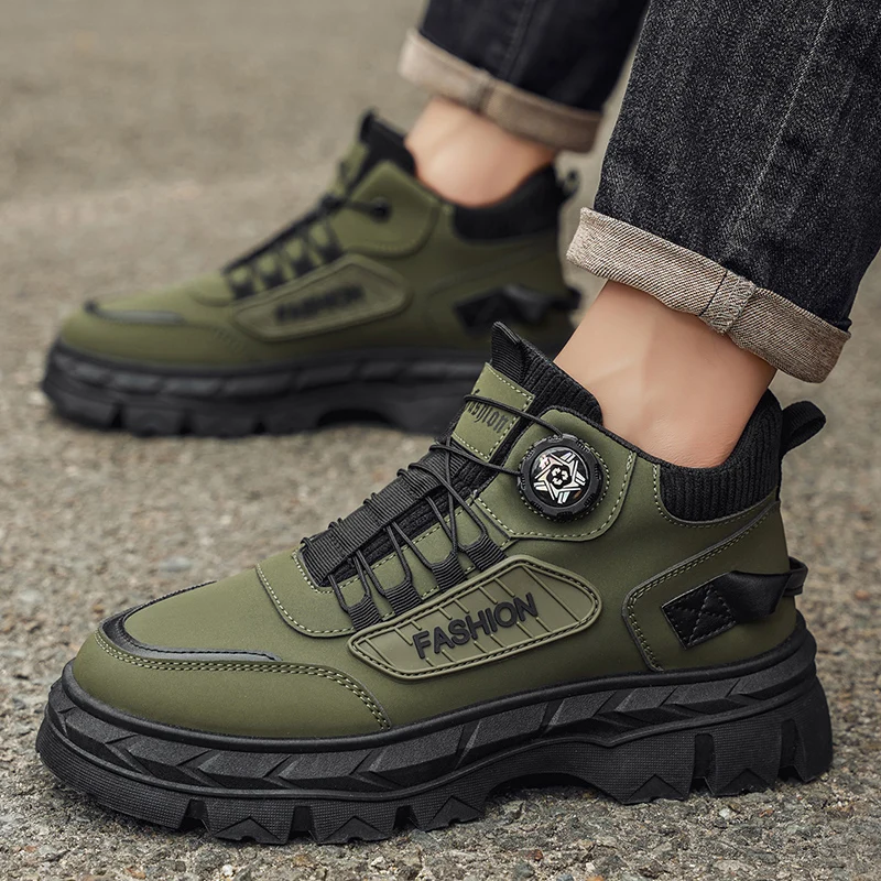 New Mens Boots Casual Shoes Winter Platform Leather Designer Luxury Chelsea Cowboy Men's Outdoor Work Safety Ankle Sneakers 2026
