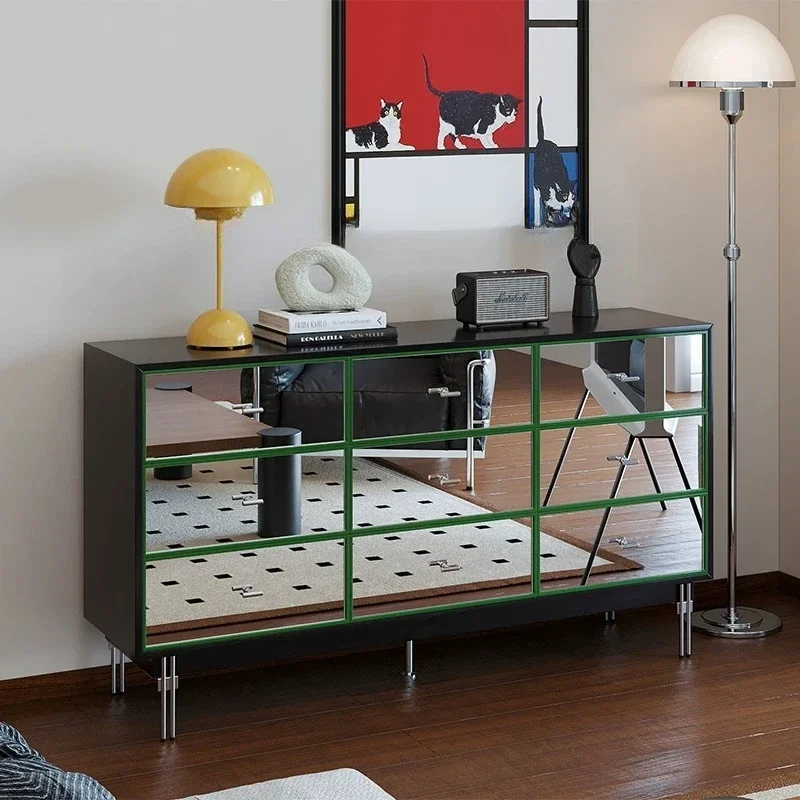 Medieval Bauhaus nine-chest cabinet stainless steel mirror cabinet optical axis paint custom drawer cabinet Z