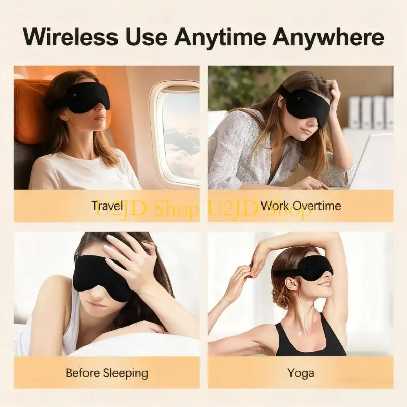U2JD Portable Rechargeable Eye Masks 3 Heat Level 1000mAh Long Usage Washable Inner Fabric For Tired Eye