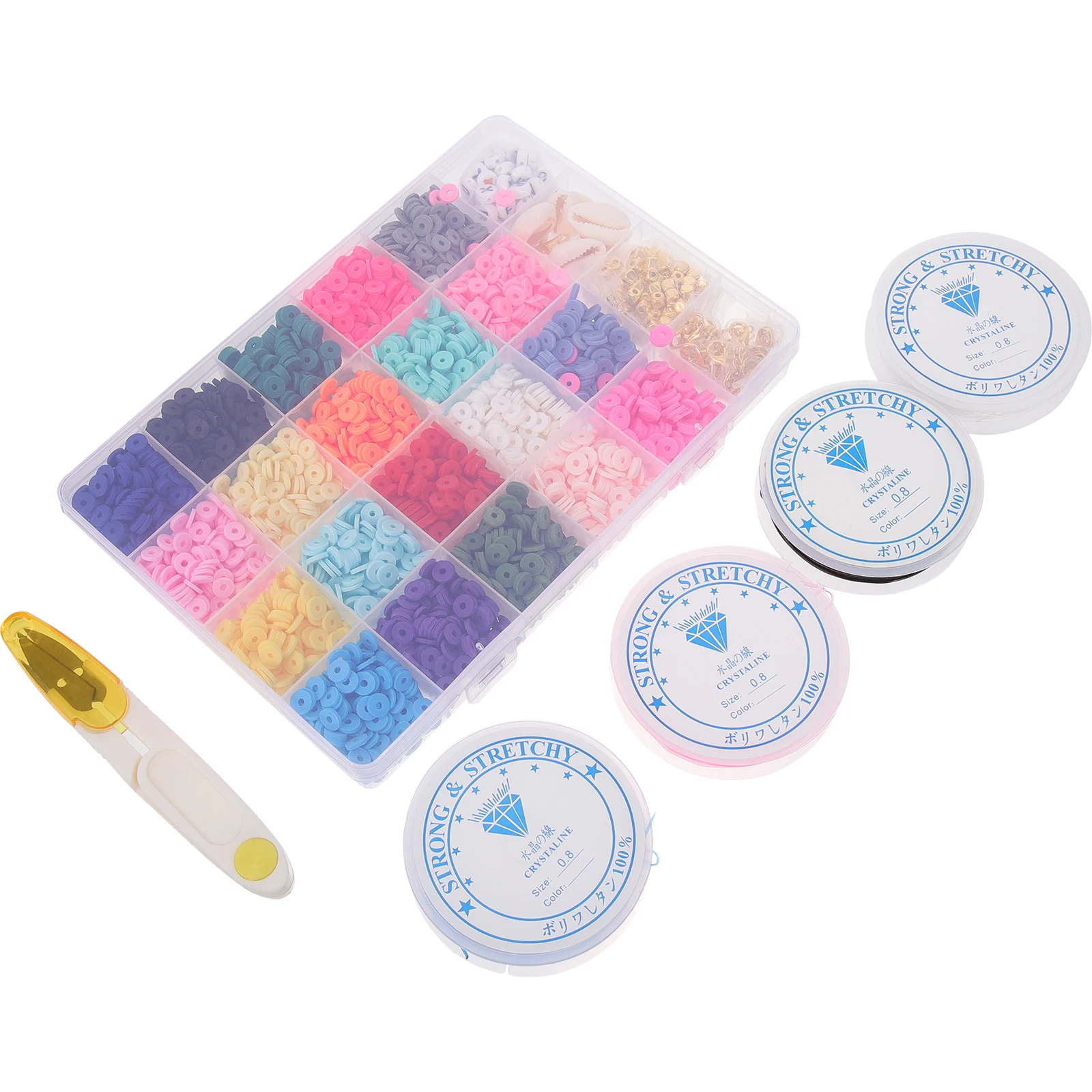 

Clay Beads DIY Bracelet Making Jewelry Accessories Round Flat Clay Bead Kit Boho Craft Project Supplies