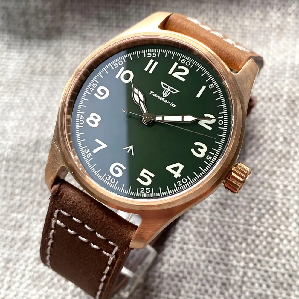 CUSN8 Solid Bronze Tandorio 39mm 20ATM Dive Field Watch Lume Blue Dial Miyota 8215 Movement Mechanical Watch Men Sapphire Rejor