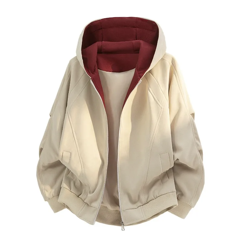 

L-8XL Casual Hooded Jackets for Men Spring Autumn Plus Size Outerwear Solid Color Comfortable Male Clothes Quality Breathable