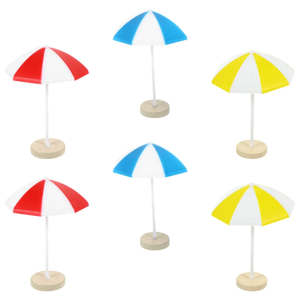 

6 Pcs Decorations Fantastic Beach Umbrella Seaside Toy House Plastic Artificial Miniature Furniture