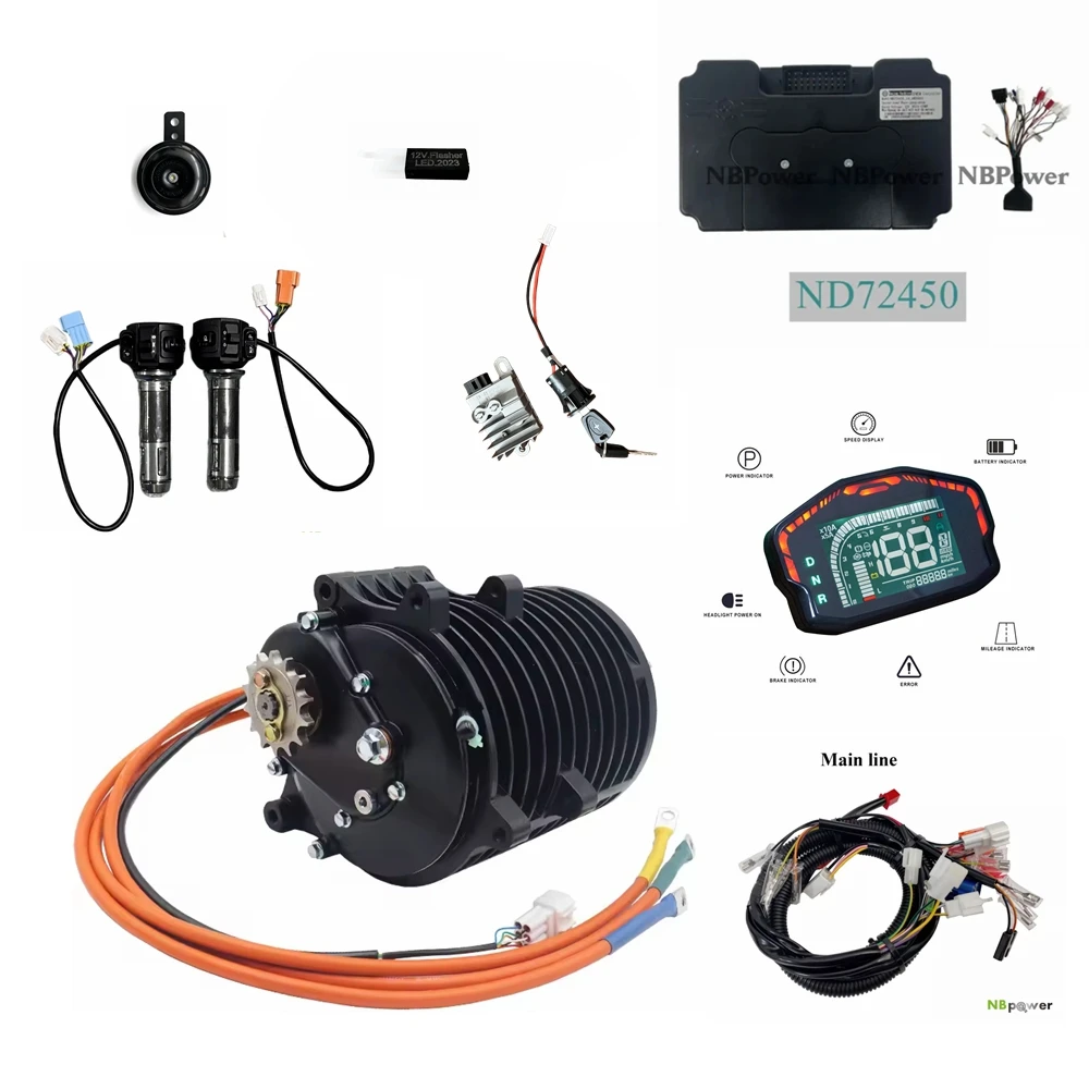 

QS MOTOR 138 3000W V3 70H Mid drive Motor conversion kit with ND72450 Controller DKD Display 72V 110kmh for Electric Motorcycle