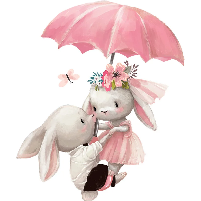 Adesivo da parete serie coniglio carino per bambini Baby Room Decorazione della casa Carta da parati Soggiorno Camera da letto Adesivi murali rimovibili coniglietto