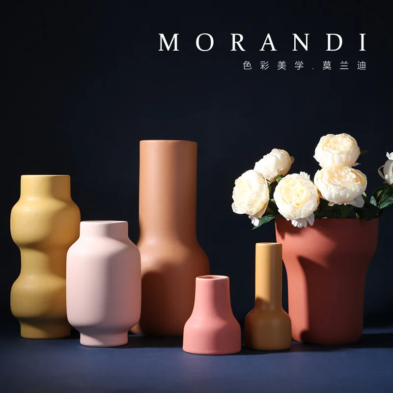 Color ceramic vase Morandi color designer ornament home living room model room soft decoration decoration