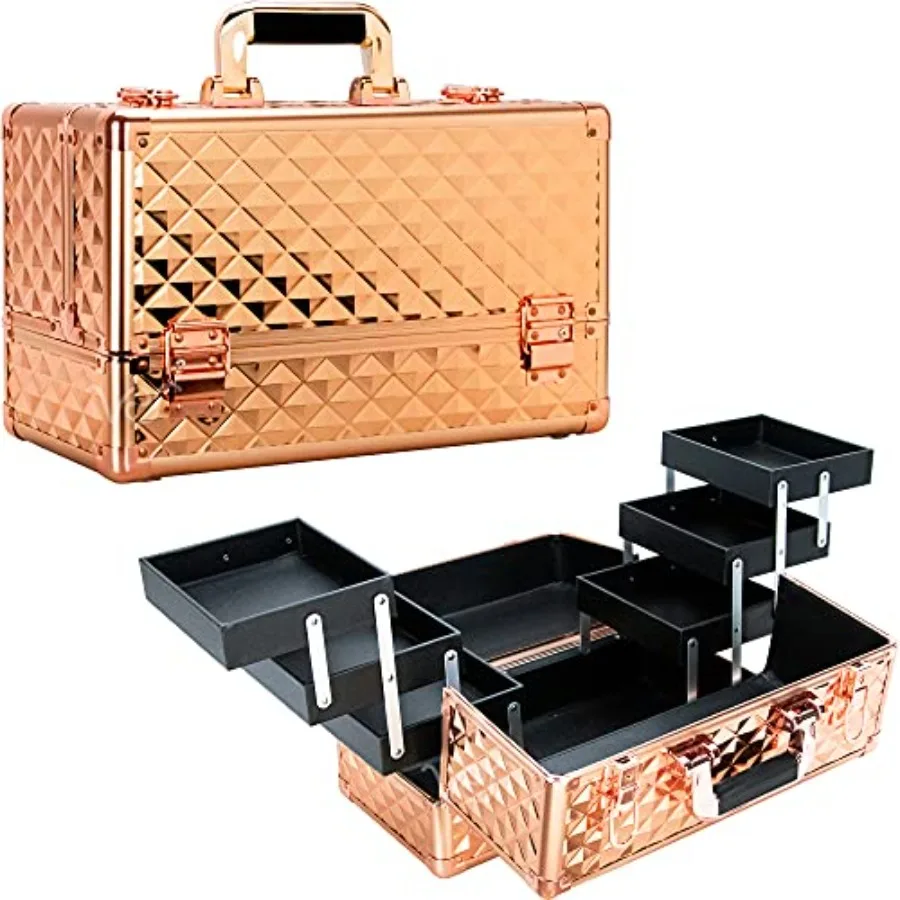 

Makeup Organizer Cosmetic Travel Kit Makeup Artist Supplies 6-Tier Lockable Storage Box Makeup Train Case Aluminium Case Lightw