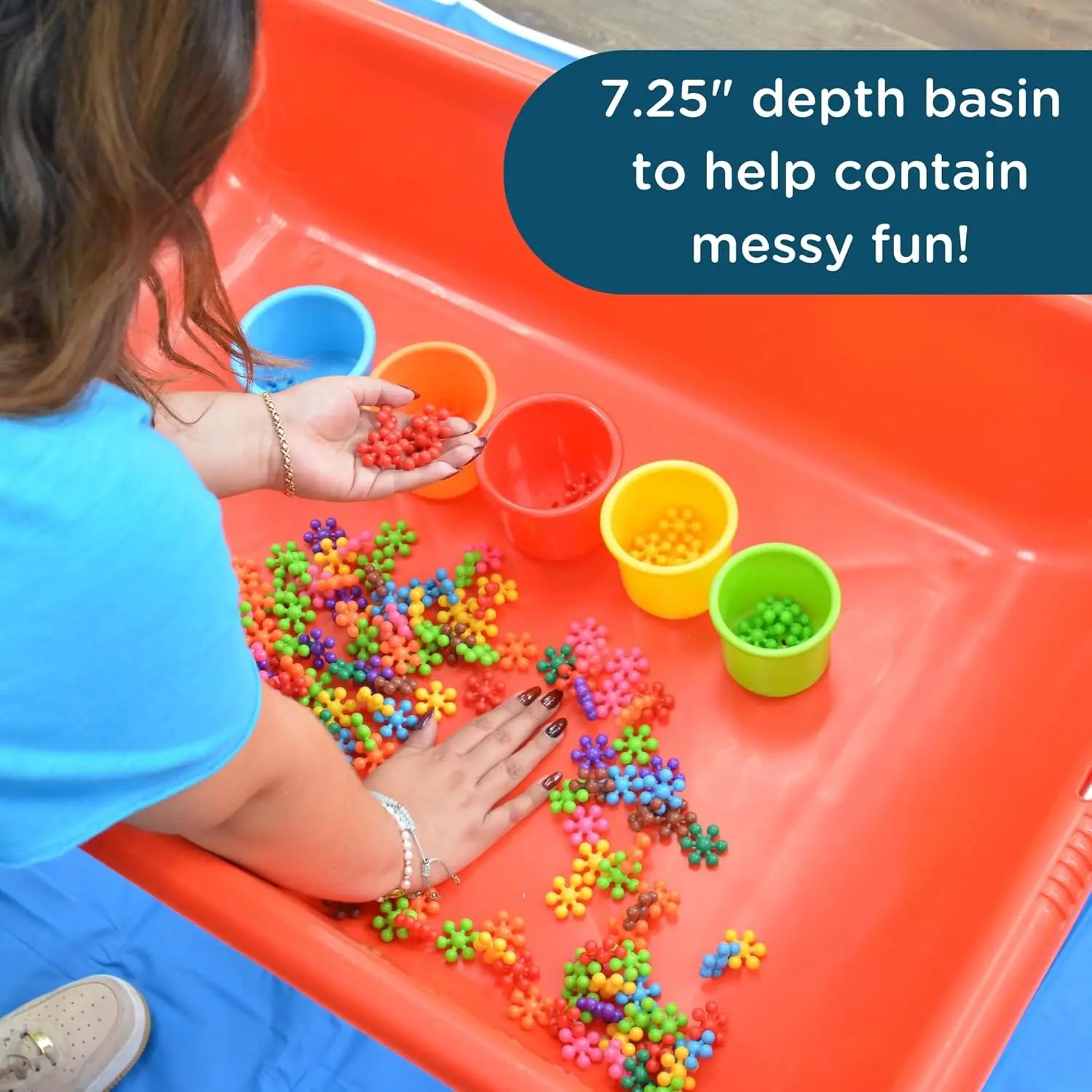 24" Large Sensory Table, Sandbox with Lid, Water Table for Kids, Red