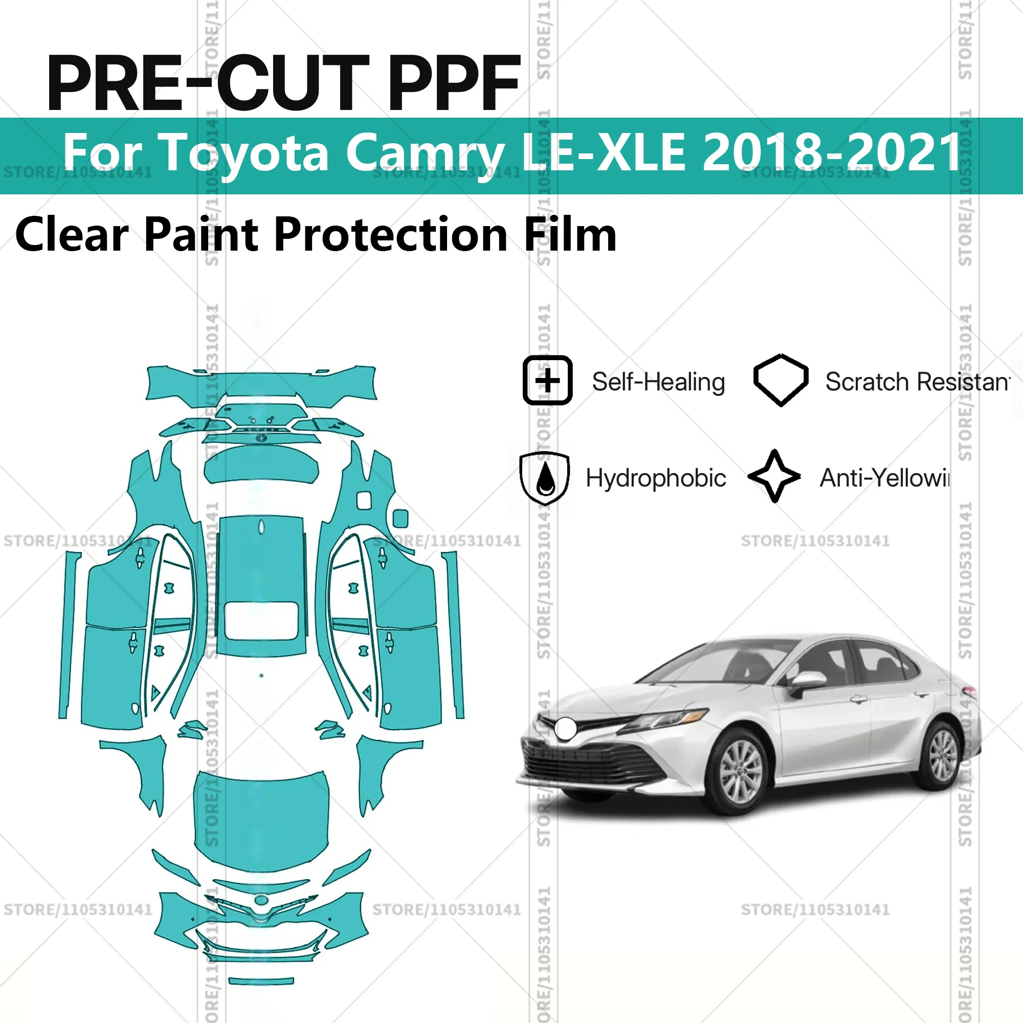 For Toyota Camry LE-XLE 2018-2021 Pre-Cut Paint Protection Film PPF Transparent Car Film Automotive PPF Full Vehicle