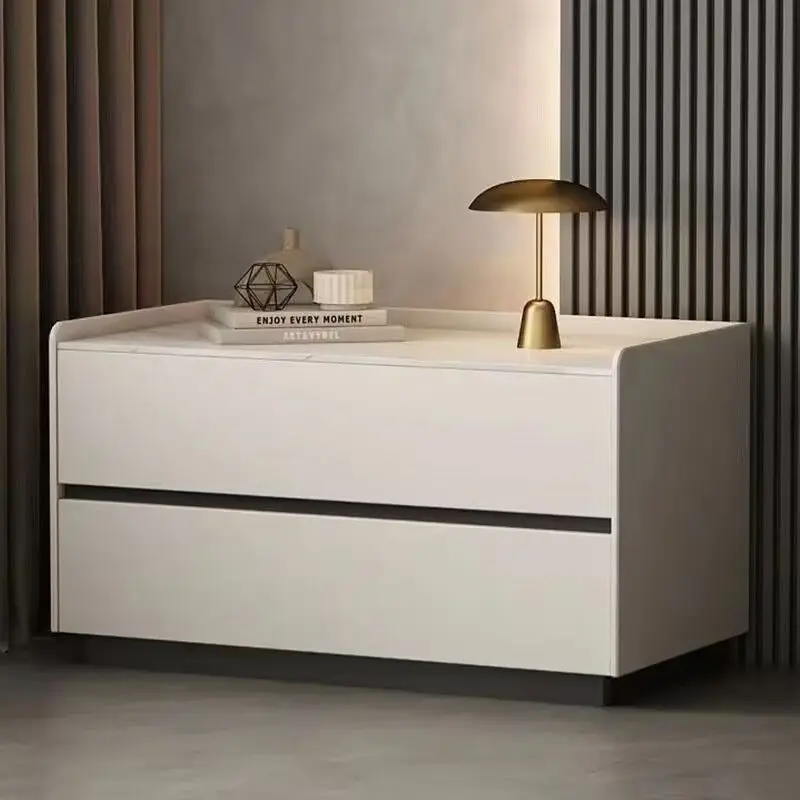 Solid Wood Nightstand No Assembly Large Drawer Hidden Handles Rounded Corners Safe Eco-Friendly Bedroom Furniture