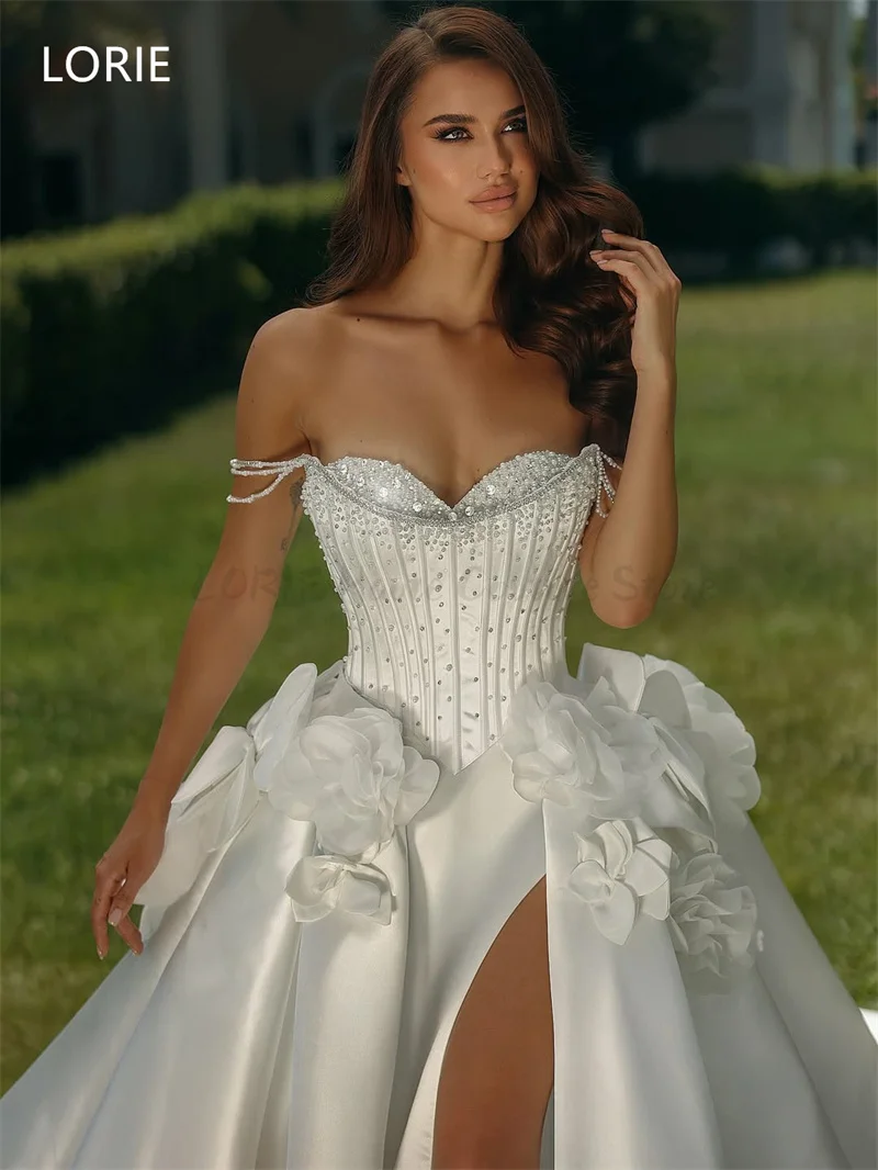LORIE Luxury Shiny A-line Off Shoulder vestidos de novia Wedding Dress Flower Bridal Gowns Applique Wedding Gown Customized 2025 image 3
