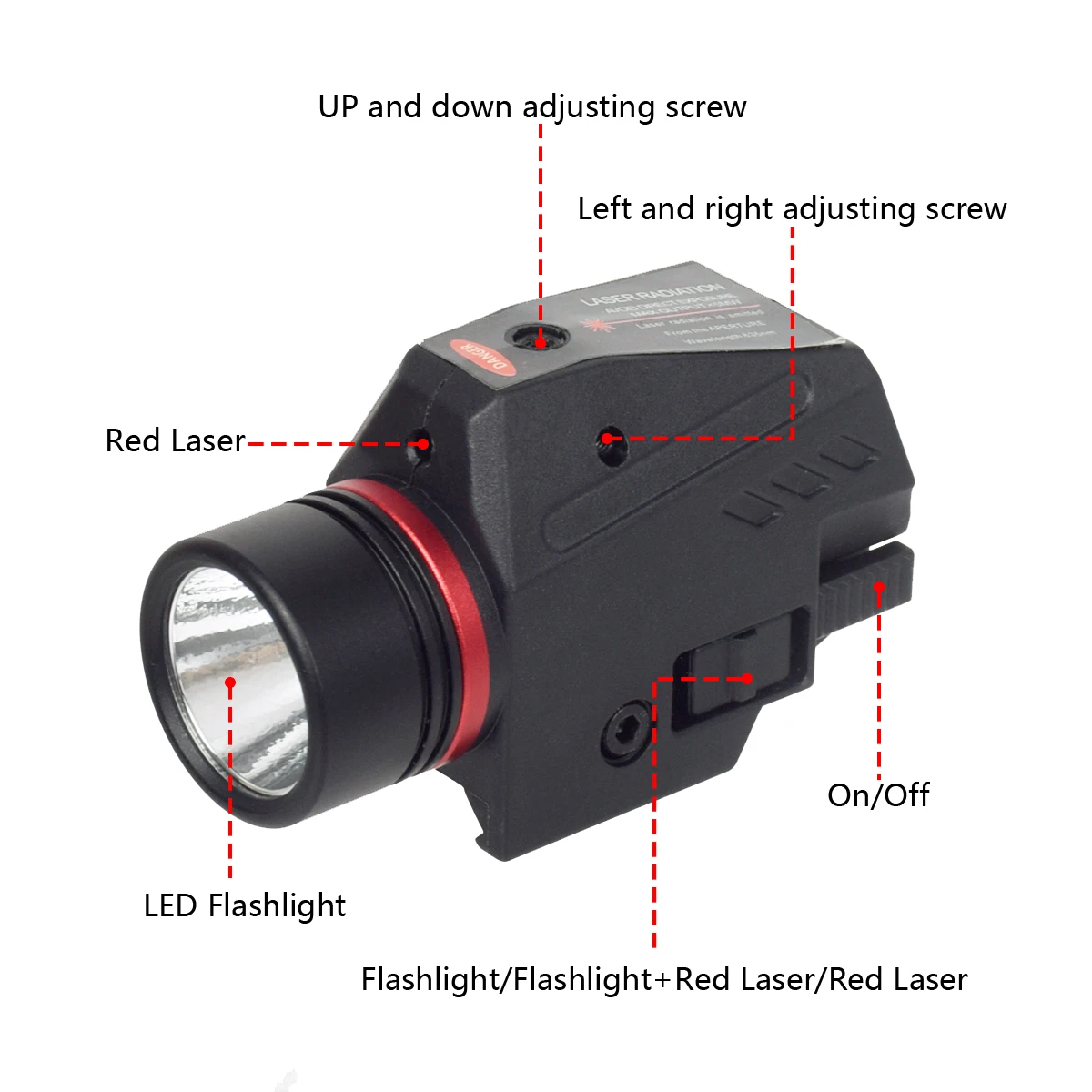 Tactical Compact LED Flashlight G/R Sight Nylon Combo Light For 20mm Rail Scout Light For 1911 G17 G19